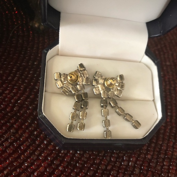 Vintage Dangling Rhinestone Bow Earrings - Picture 3 of 3
